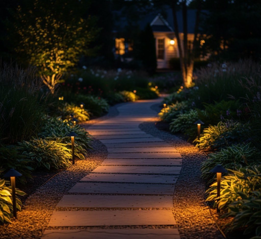 Pathway with subtle lighting